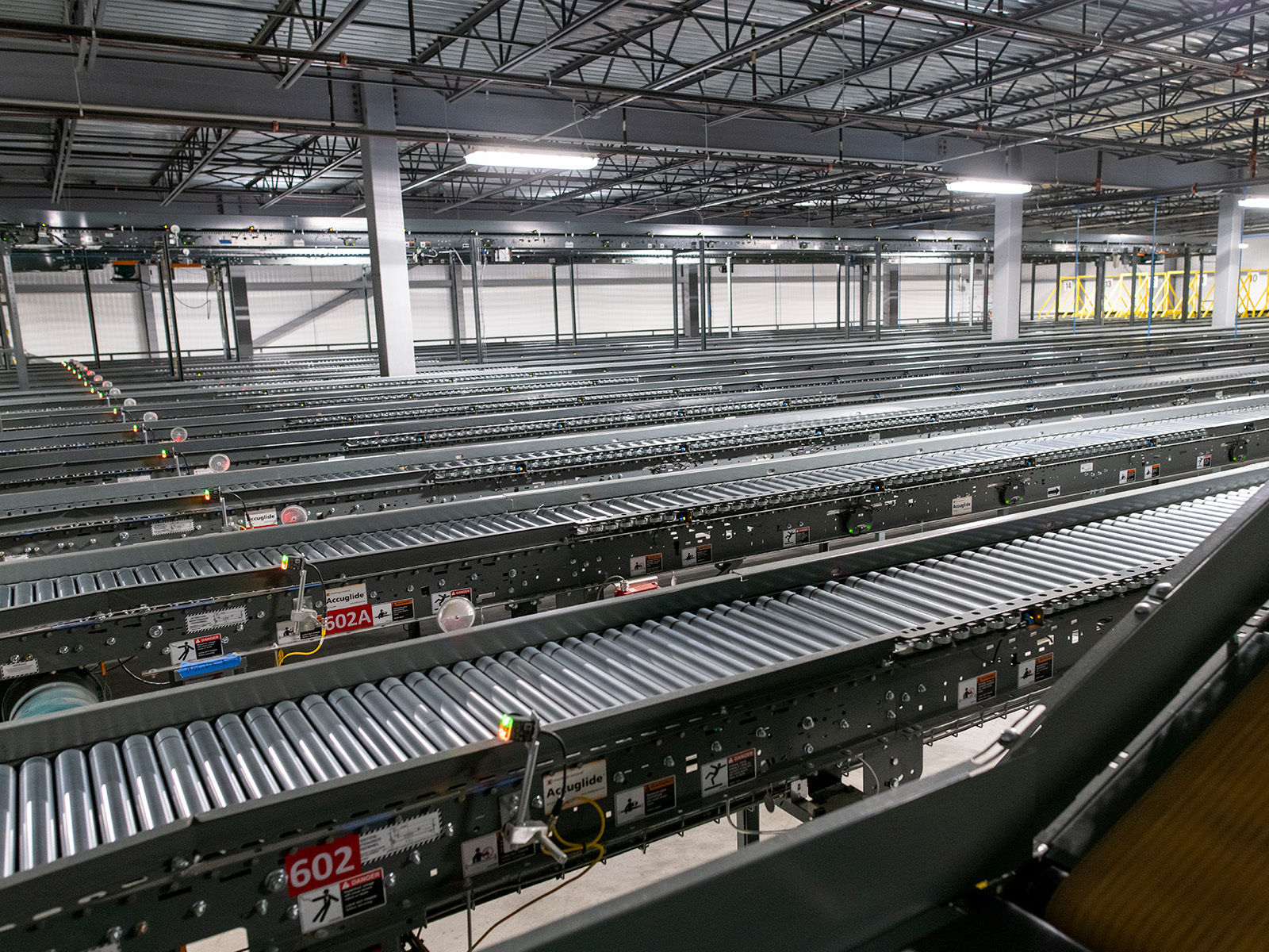 The inside of a warehouse for a distribution facility.