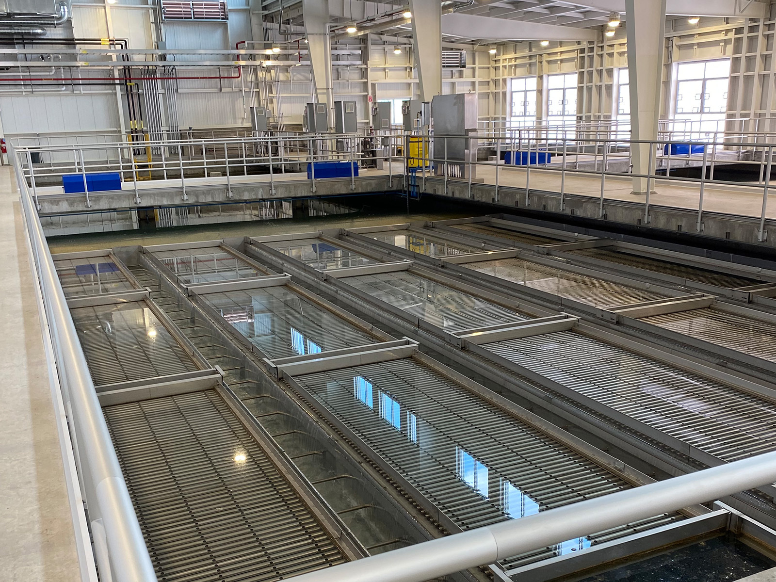 Interior view of a water treatment plant.