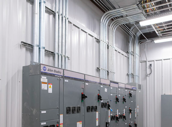 Photo of the conduit that is part of an electrical system in an industrial facility.