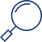 Line icon of a magnifying glass, representing search, inspection, or analysis.