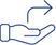 Blue outlined icon of a hand with an upward curved arrow, representing giving, offering, or providing direction.