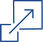 Blue outline of an arrow moving upward through expanding square frames, representing scalability or growth.