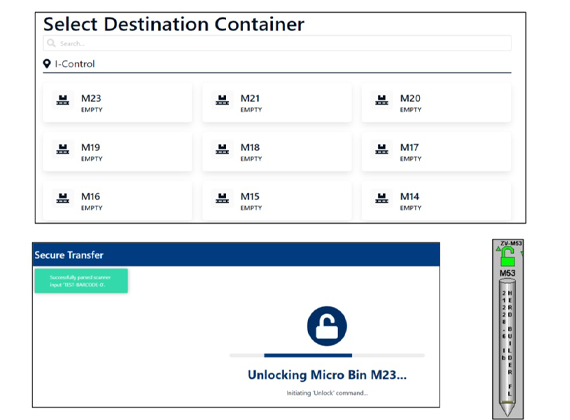 Screenshot of a secure transfer process in an industrial control system.