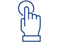 Icon of a hand with an extended index finger pressing a circular button, representing a trigger point or user interaction.