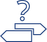 A blue outline drawing of a large question mark above two intersecting directional arrows pointing in opposite directions, symbolizing a choice between different options.