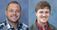 Side-by-side headshots of two smiling men against blue backgrounds.