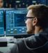 Cybersecurity expert monitoring activity.