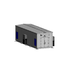 3D rendering of a modular industrial electrical building with exterior equipment, double entry doors, and a metal roof.