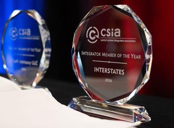 Close-up of the 2026 CSIA Integrator Member of the Year award presented by the Control System Integrators Association (CSIA) to Interstates.