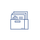 Icon of papers with charts on them peeking out from a file box.