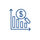 bar chart with magnifying glass focused on a dollar symbol icon