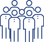 Blue line icon of a group of people standing together.