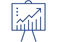 Icon of a presentation board showing a rising bar and line graph, representing business growth and performance improvement.