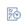 A blue icon showing a checklist with three checkmarks next to a clock face, representing time management, scheduling, or tracking progress over time.